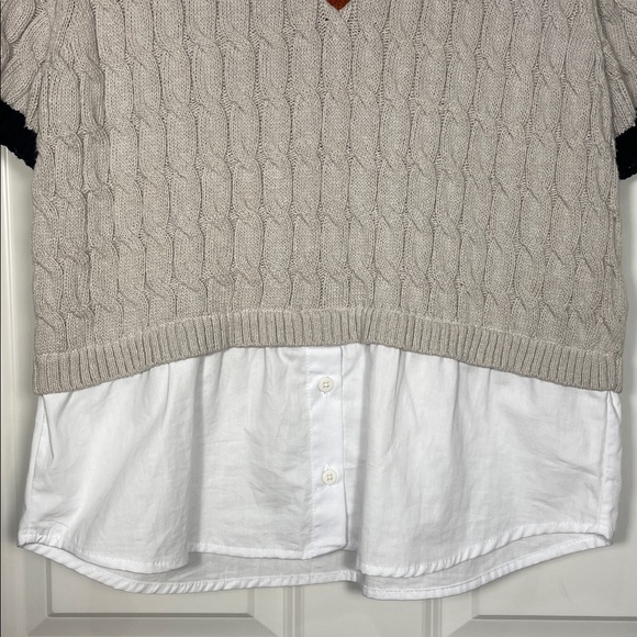 Anthropologie Maeve Twofer Cable Sweater Size Medium Short Sleeve - Picture 6 of 16